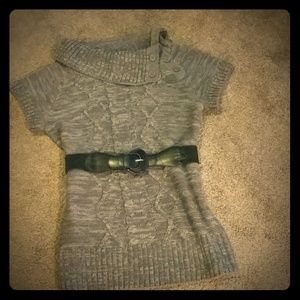 Grey sweater with belt